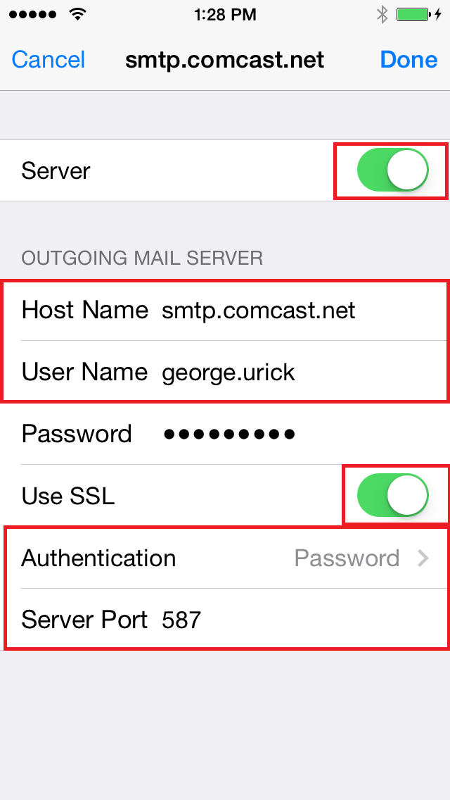 comcast email settings for a mac